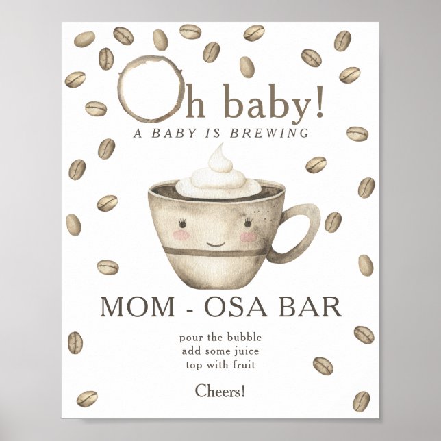 Kaffeemaschine Babydusche Momosa Bar Poster (Vorne)
