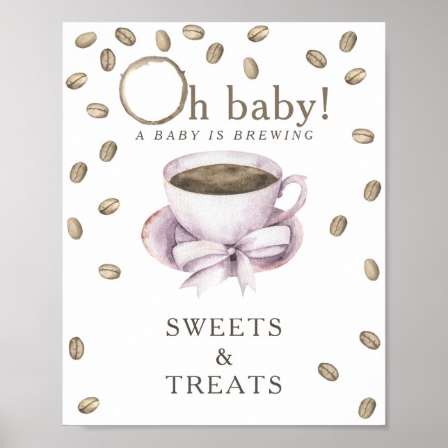 Kaffeemaschine Babydusche SÜSSIGKEITEN UND LECKERE Poster (Vorne)