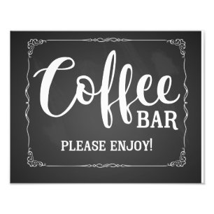 Kaffeemaschine Bar Hochzeitsschild Fotodruck