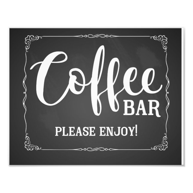 Kaffeemaschine Bar Hochzeitsschild Fotodruck (Vorne)