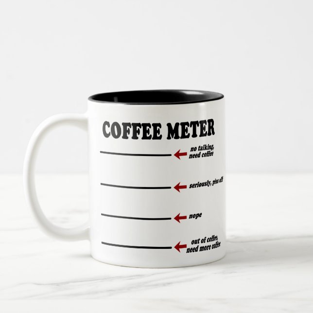 Kaffeemaschine (Die Original-Kaffeemettel-Tasse) Zweifarbige Tasse (Links)