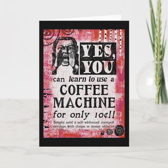 Kaffeemaschine - Funny Vintage Ad Karte (Vorderseite)