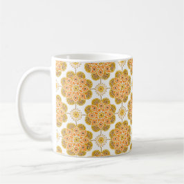 Kaffeemaschine mit ockerfarbenem Design Tasse