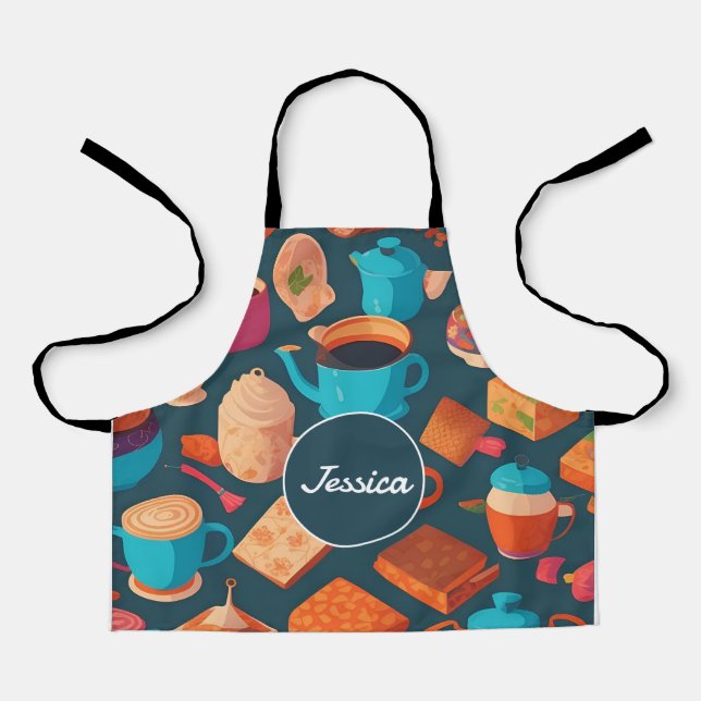 Kaffeemaschine Personalisiertes Muster Schürze (Vorderseite)