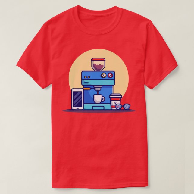 Kaffeemaschine Pod Cup Tasse Telefon und Brille T-Shirt (Design vorne)