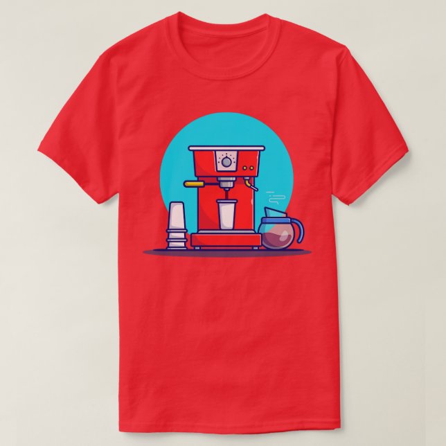 Kaffeemaschine Pod-Cup und Kaffeekanne T-Shirt (Design vorne)