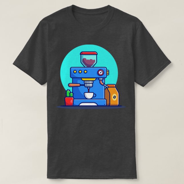 Kaffeemaschine Pod mit Tasse Kaffeepack und Kaktus T-Shirt (Design vorne)