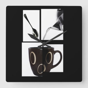 Kaffeemaschine Quadratische Wanduhr