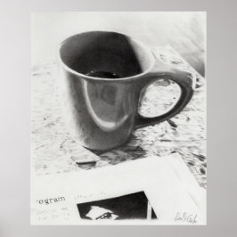 Kaffeemaschine Tasse Schwarz-Weiß Stift Zeichnend Poster