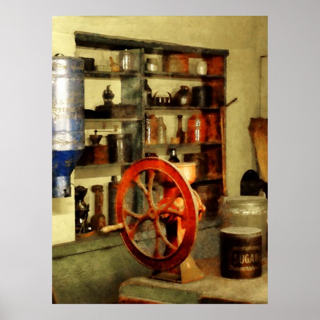 Kaffeemaschine und Zucker Poster (Vorne)