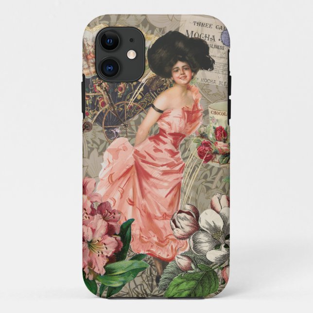 Kaffeemaschine Viktorianische Frau Rosa Klasse Case-Mate iPhone Hülle (Rückseite)