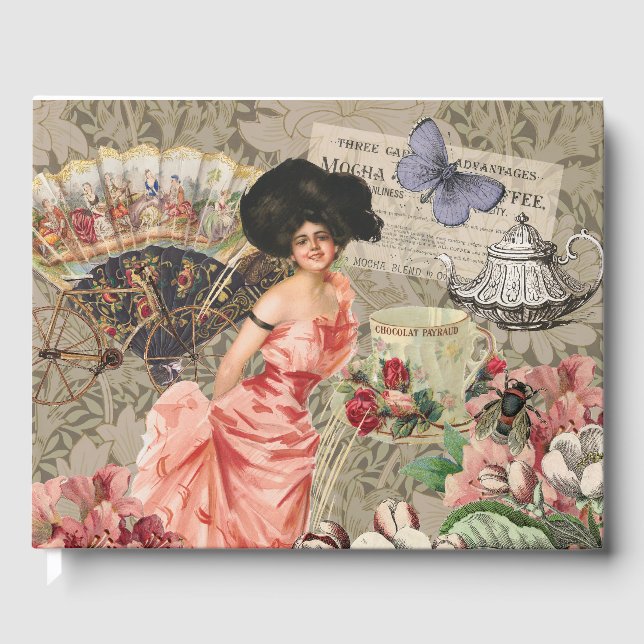 Kaffeemaschine Viktorianische Frau Rosa Klasse Gästebuch (Vorderseite)
