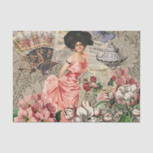 Kaffeemaschine Viktorianische Frau Rosa Klasse Seidenpapier