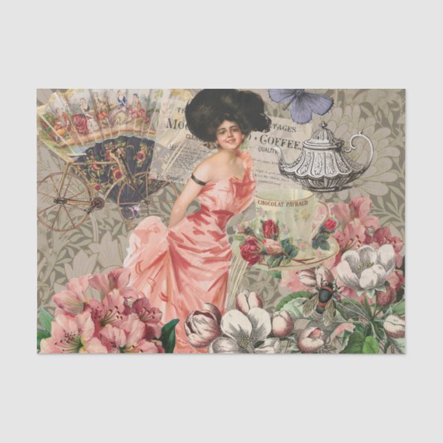 Kaffeemaschine Viktorianische Frau Rosa Klasse Seidenpapier (Vorderseite)