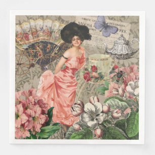 Kaffeemaschine Viktorianische Frau Rosa Klasse Serviette