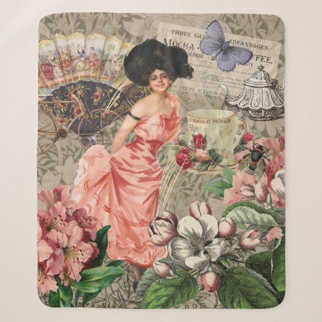 Kaffeemaschine Viktorianische Frau Rosa Klasse Sherpadecke (Vorderseite)