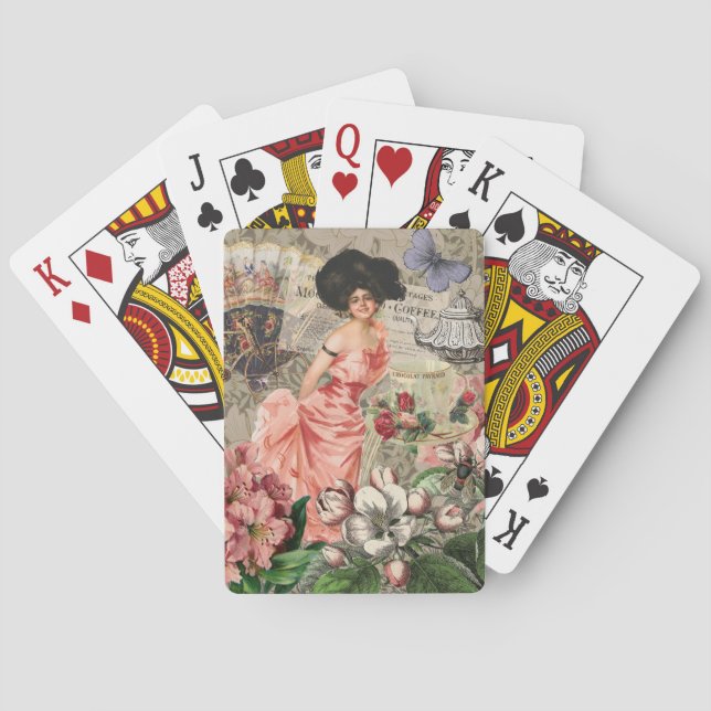 Kaffeemaschine Viktorianische Frau Rosa Klasse Spielkarten (Rückseite)