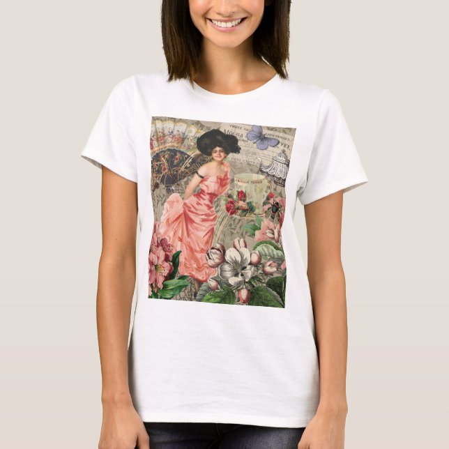 Kaffeemaschine Viktorianische Frau Rosa Klasse T-Shirt (Vorderseite)