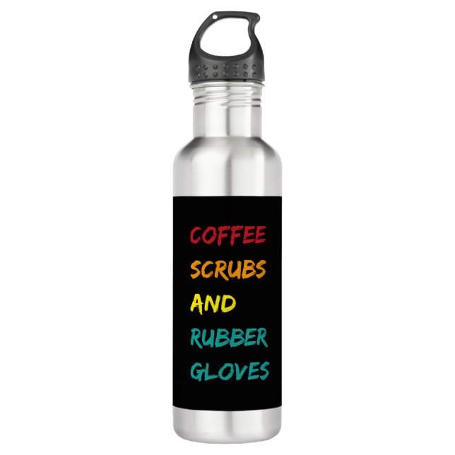 Kaffeemaschinen & Gummihandschuhe Krankenpflegerin Edelstahlflasche (Vorderseite)