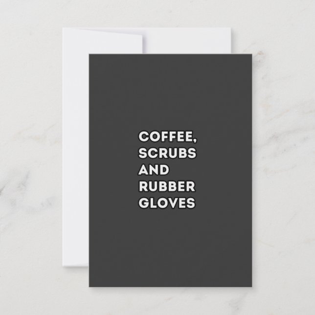 Kaffeemaschinen und Gummihandschuhe, lustiges Zita RSVP Karte (Vorderseite)