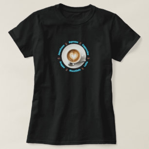 Kaffeemilch-Herz-Design-T-Shirt T-Shirt