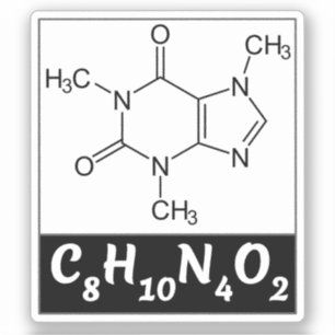 Kaffeemolekül (chemische Formel C8H10N4O2) Aufkleber