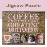 Kaffeemotivation 4 Foto braun pink<br><div class="desc">Beginnen Sie Ihren Tag mit Freude und Verbundenheit mit diesem anpassbaren 4-Foto-Puzzle! Dieses Puzzle mit dem gefühlvollen Satz "Kaffee und meine Familie sind meine beste Motivation" ist ideal für Kaffeeliebhaber und Familienliebhaber. Personalisieren Sie es mit Ihren Lieblings-Fotos, um es einzigartig zu machen - eine perfekte Mischung aus Spaß, Erinnerungen und...</div>