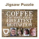 Kaffeemotivation 4 Foto braun weiß<br><div class="desc">Beginnen Sie Ihren Tag mit Freude und Verbundenheit mit diesem anpassbaren 4-Foto-Puzzle! Dieses Puzzle mit dem gefühlvollen Satz "Kaffee und meine Familie sind meine beste Motivation" ist ideal für Kaffeeliebhaber und Familienliebhaber. Personalisieren Sie es mit Ihren Lieblings-Fotos, um es einzigartig zu machen - eine perfekte Mischung aus Spaß, Erinnerungen und...</div>