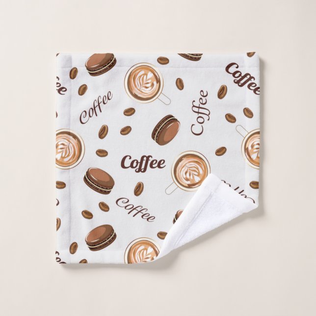 Kaffeemuster Badhandtuch Set (Waschlappen)