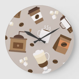Kaffeemuster Große Wanduhr