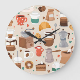 Kaffeemuster Große Wanduhr