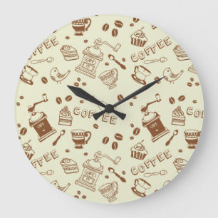 Kaffeemuster Große Wanduhr
