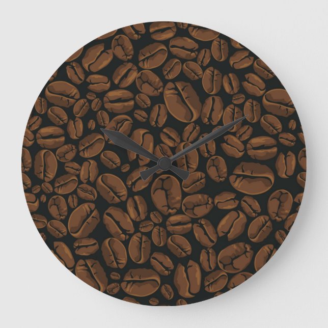 Kaffeemuster Große Wanduhr (Vorderseite)