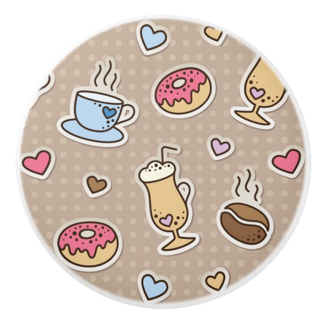 Kaffeemuster Keramikknauf (Vorderseite)