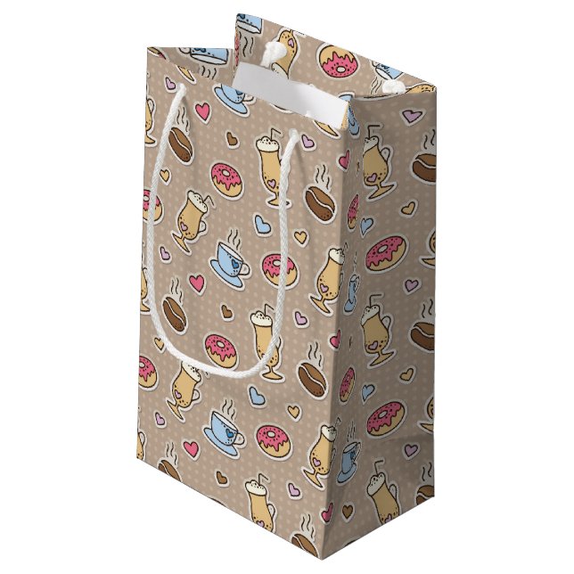 Kaffeemuster Kleine Geschenktüte (Rückseite Schrägansicht)