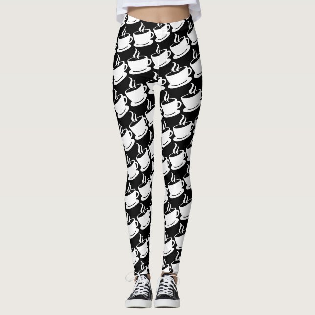 Kaffeemuster Leggings (Vorderseite)