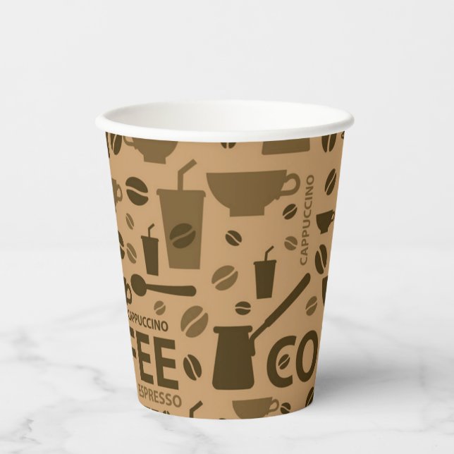 Kaffeemuster Pappbecher (Vorderseite)