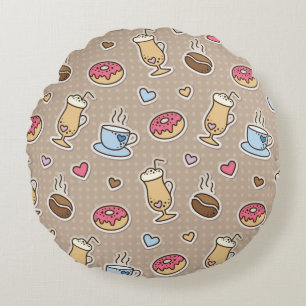 Kaffeemuster Rundes Kissen