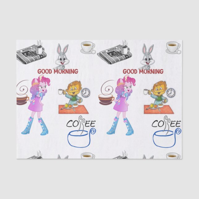 Kaffeepapierfrühstück aus dekorativem Gewebe Seidenpapier (Vorderseite)