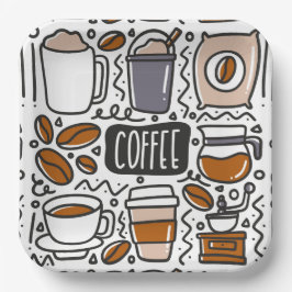 Kaffeepapierplatten, Café Latte Espresso Party Pappteller