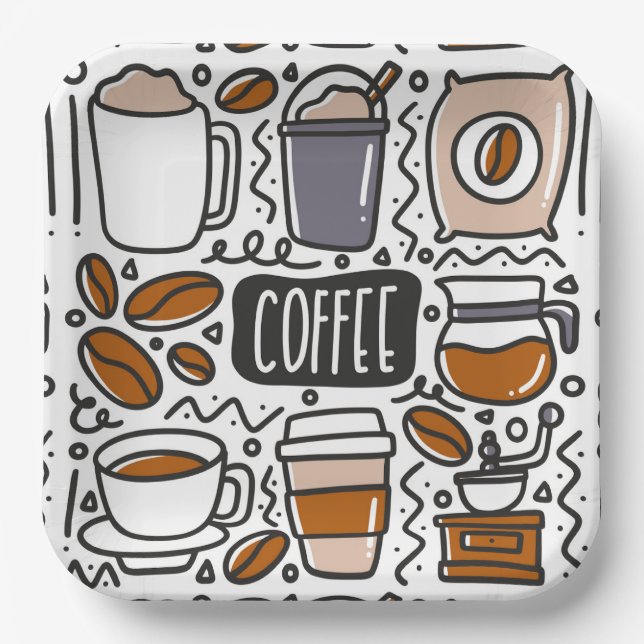 Kaffeepapierplatten, Café Latte Espresso Party Pappteller (Vorderseite)