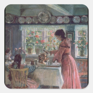 Kaffeepause 1906 quadratischer aufkleber