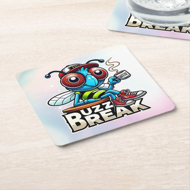 Kaffeepause Buzz Rechteckiger Pappuntersetzer (angewinkelt)