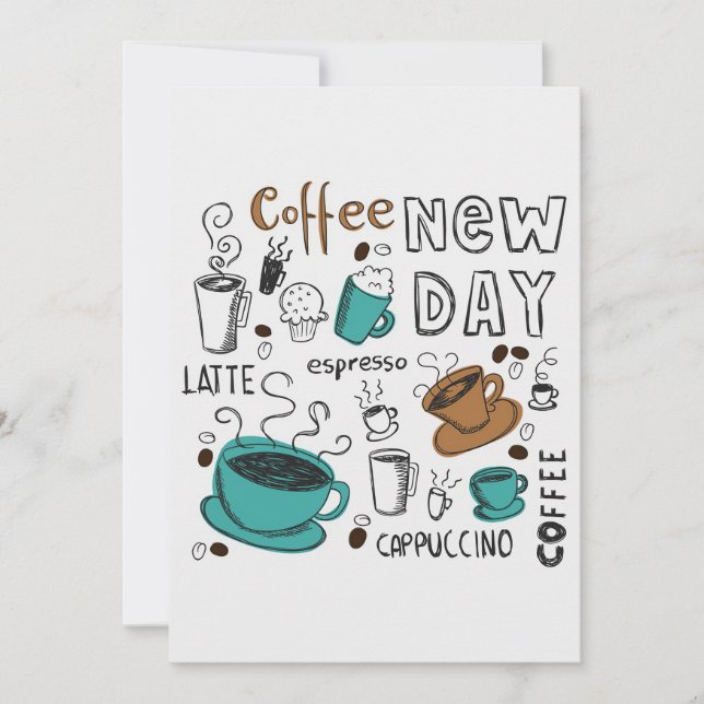 Kaffeepause für den neuen Tag Save The Date (Vorderseite)
