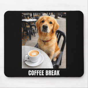 Kaffeepause Golden Retriever Cafe Meme lustiger Hu Mousepad
