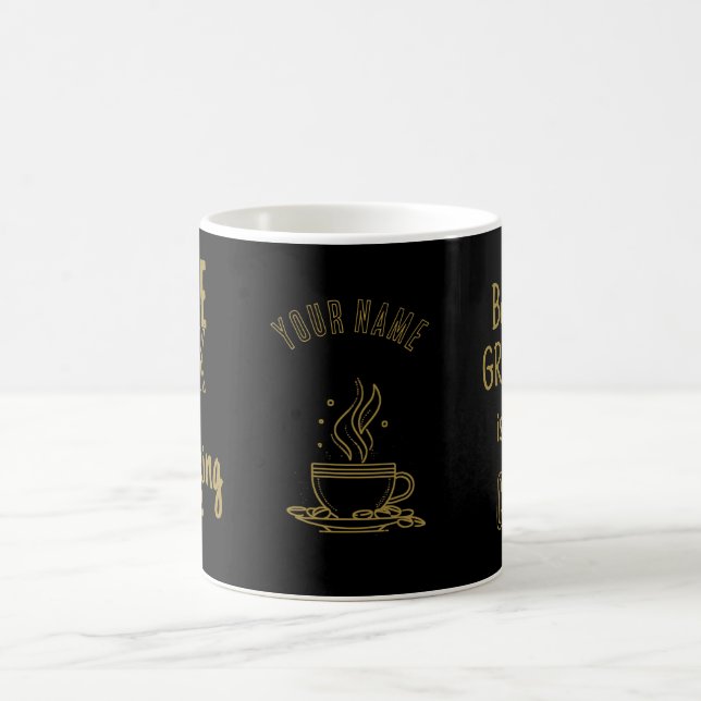 Kaffeepause – Große Ideen – Schwarzes Gold Kaffeetasse (Mittel)