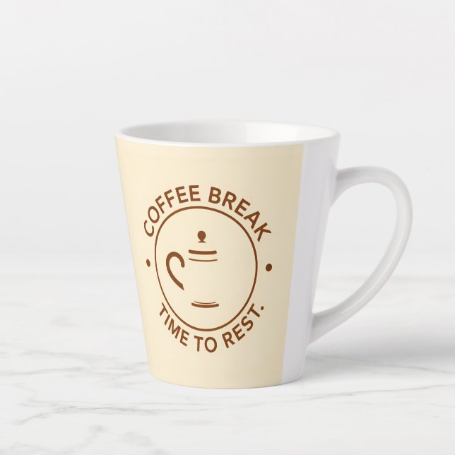 Kaffeepause-Logo auf Beige Hintergrund Milchtasse (Rechts)