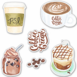Kaffeepause Niedliches Bild Calligarphy Scrapbook Aufkleber