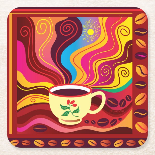 Kaffeepause Rechteckiger Pappuntersetzer (Vorderseite)