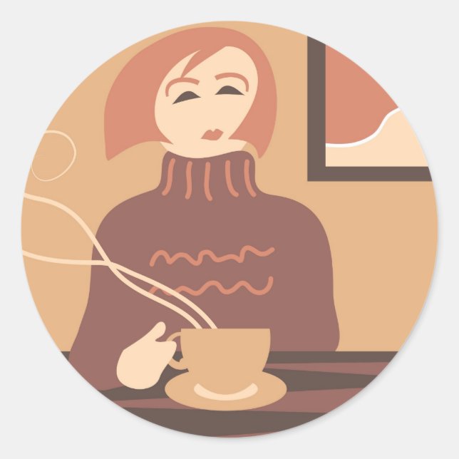 Kaffeepause Runder Aufkleber (Vorderseite)